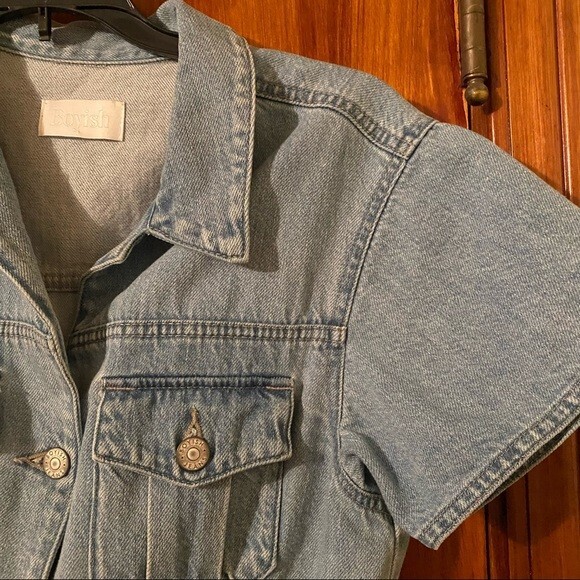 Boyish Denim Dress Mini Blue Sydney General Safari Short Sleeve Button Utility - Picture 5 of 11